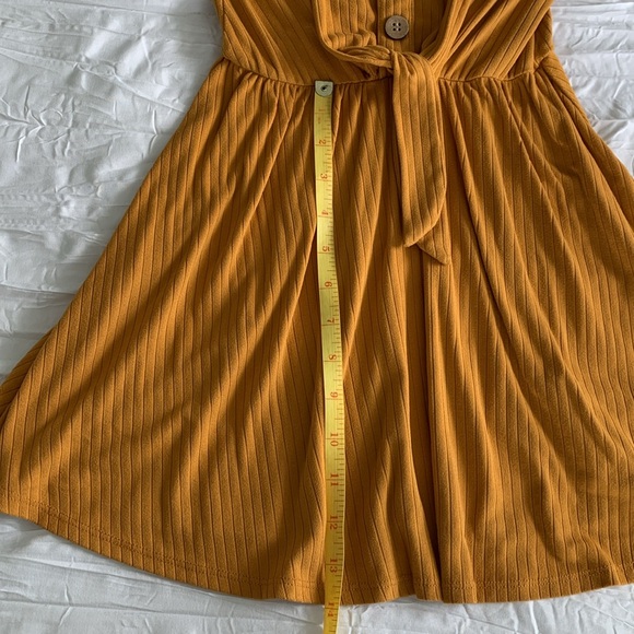JENNA & JESSIE Girl’s Goldenrod Ribbed Tank Dress Waist Tie Button Accent 8 GIRL - Picture 10 of 10